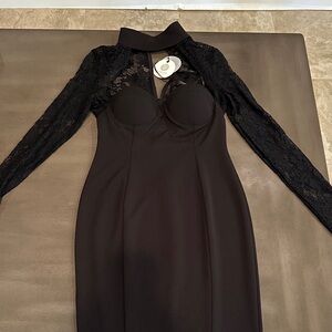 Misha Black Lace Sleeve Dress Size Medium Brand New w/tags